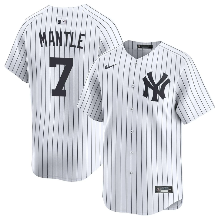 Men's White New York Yankees #7 Mickey Mantle Home Limited Stitched Baseball Jersey